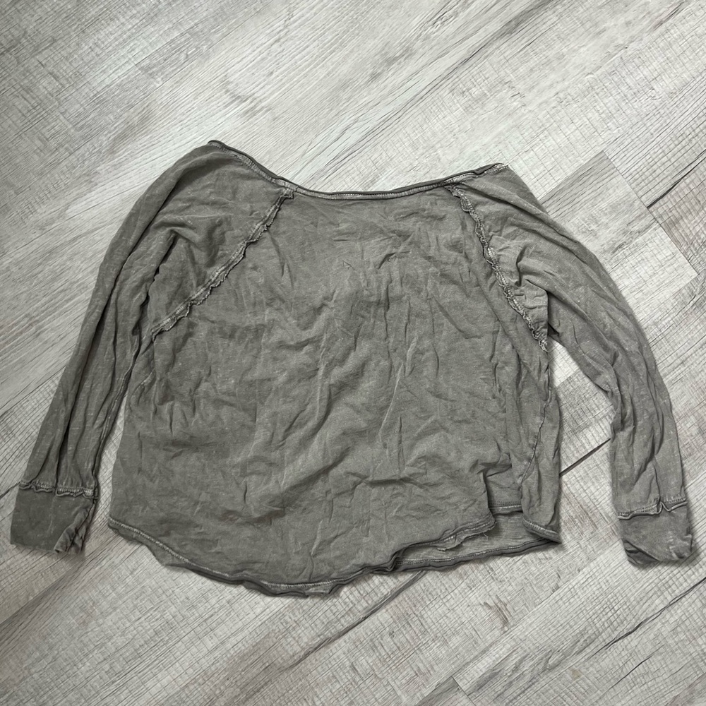 FREE PEOPLE We The Free Washed Grey Lace-Up Women’s Top small - Picture 3 of 10